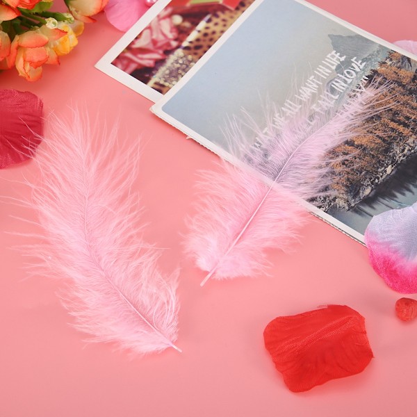 300 stk. Farverige Fjer til DIY Håndværk Bryllup Hjem Fest Dekorationer DIY Tilbehør (Pink)