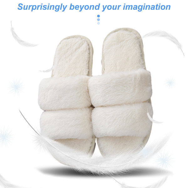 Fluffy Damestoffler i Kunstig Pels, Slip-On, Ortopediske, med A