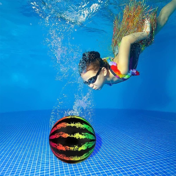 20,4 cm oppblåsbar vannmelonball i PVC - for svømmebasseng - interaktiv - for strender, sommer, utendørsfester (farge)