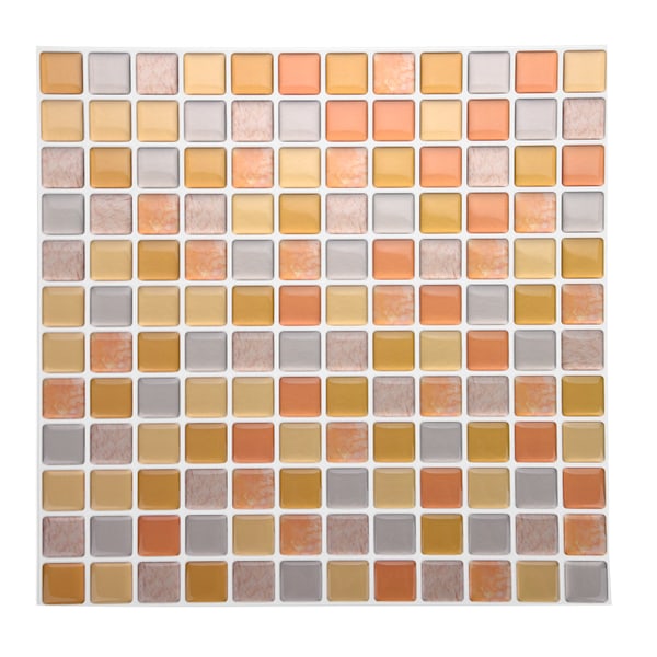 Självhäftande Tapet, 3D Mosaik Kakel Sticker För Inomhus Och Utomhus, Modern Glasmosaik Kakel Enkel Installation Med Glasfibernät