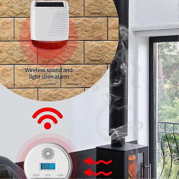 LCD CO Sensor 433MHz Trådløs Arbejdende Indbygget 85db Sirene Lyd Kulilteforgiftning Advarsel A