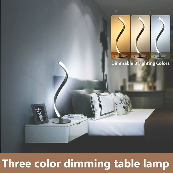 LED-bordslampa, modern bordslampa i rostfritt stål, sovrum, vardagsrum, kontor, sänglampor