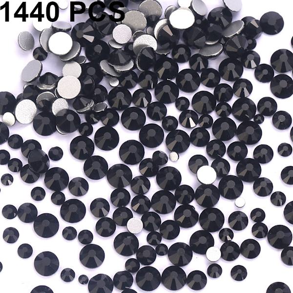 Black Diamond, Krystal Nail Art Flatbacks Uden Hotfix Rhinestones