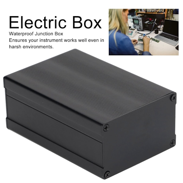 Aluminium Elektrisk Box Vattentät Junction Enclosure Case Split Typ för DIY 46x76x110mm Svart Strip