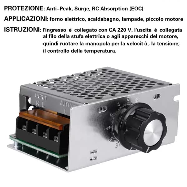 Spänningsregulator 230V 4000W AC Dimmer Motor Hastighetsregulator