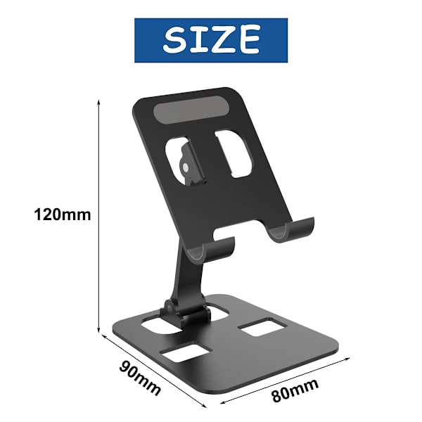 Tablet-stativ til skrivebord, stabilt tablet-stativ, foldbart og