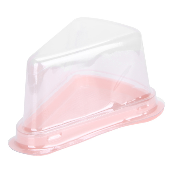 100 stk. Trekantede Kageholderæsker Transparent PET Mad Cupcake Emballagebeholder Pink