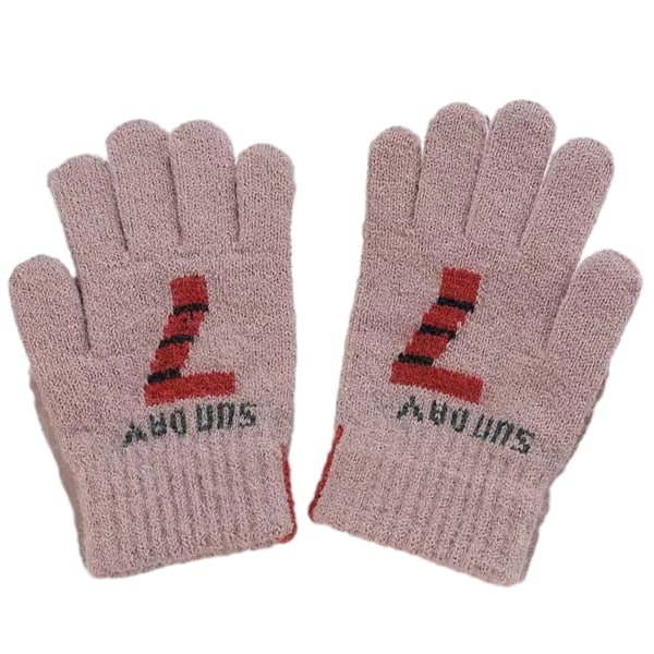Vintertegnede femfingerhansker for gutter, strikket plysj, barnehage
