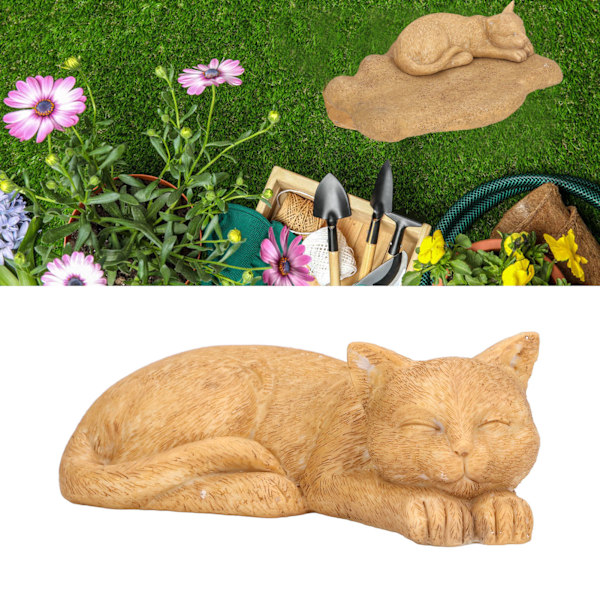 Imitert stein dyreminnestein gravstein katt hund minne resin håndverk gravstein for plen hage utendørs hageKatt type C sandfarge