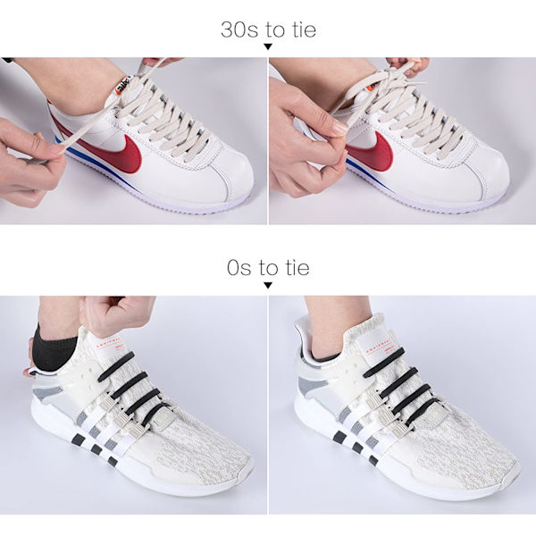 Sko snørebånd til børn og voksne, elastiske snørebånd til sneakers