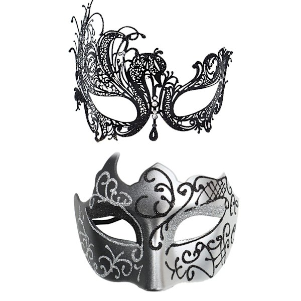 1 set av ögonbindel mask par - horn phoenix - järn silver set