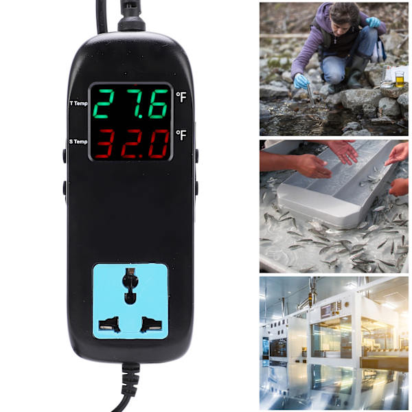 Digital Display Termostat Intelligent Elektronisk Temperaturregulator AC 90V~250V US Stik
