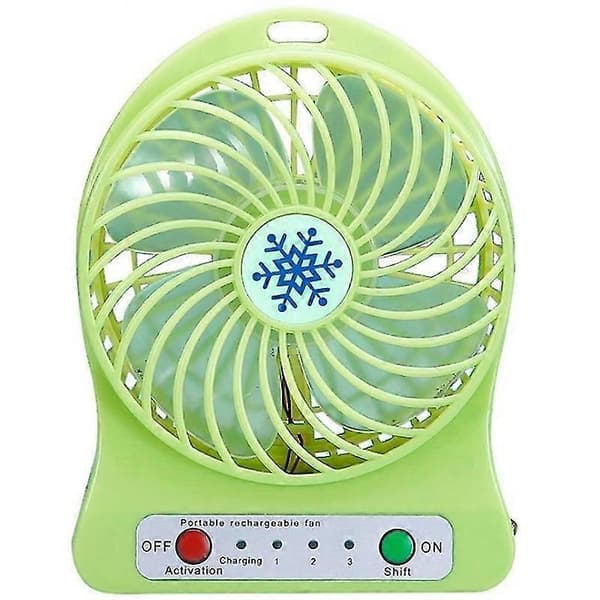 Bærbar Genopladelig Mini Ventilator Køler Mini Bordventilator USB Køling Genopladelige Håndholdte Ventilatorer Grøn