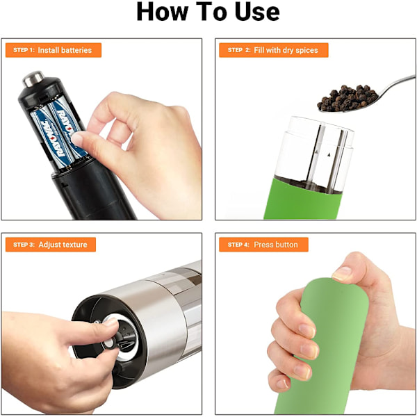 Batteridriven salt- och pepparkvarnset (2 kvarnar)