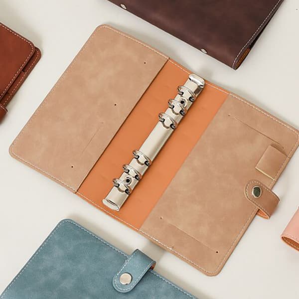 A6 PU Læder Notesbog Genopfyldelig 6 Runde Ring Binder Cover til A6 Fyldpapir Notesbog Personlig Planlægger Binder