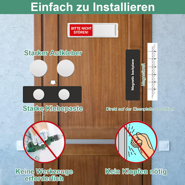 Silver Glidande Sekretessdörrskylt - Boxad