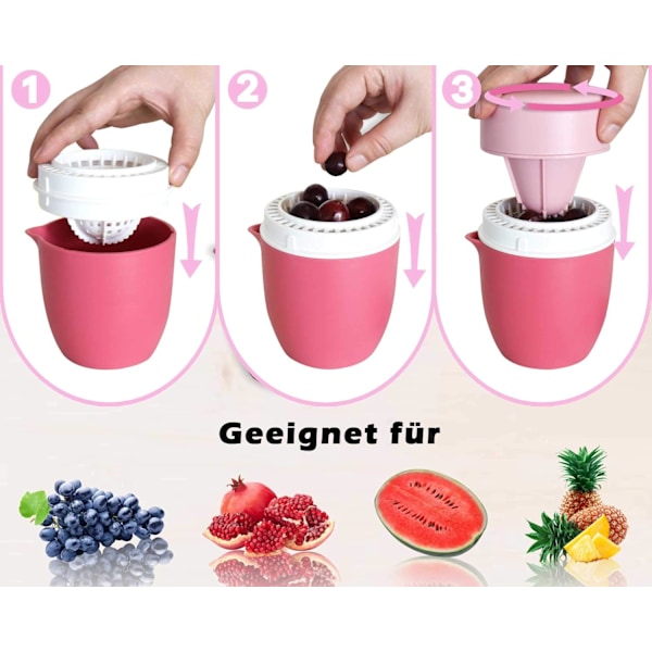Hälsosamma och Näringsrika Juicer, Manuell Citruspress Portabel Fruktpress med Effektiv Pressning, Koner Förhindrar Blockering för Olika Frukter Inklusive