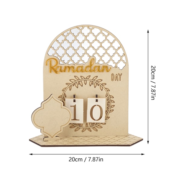 Ramadan Nedtællingskalender Træ Dekorativ Pynt DIY Eid Kalender til Hjem Fest Ferie Type A