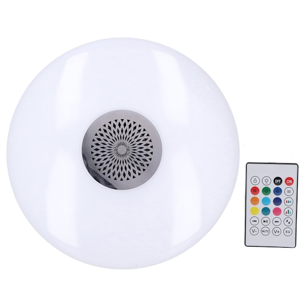 24W E27 RGB Fargeskiftende Musikklampe med Fjernkontroll Smart Musikhøyttaler Taklampe 85‑265V