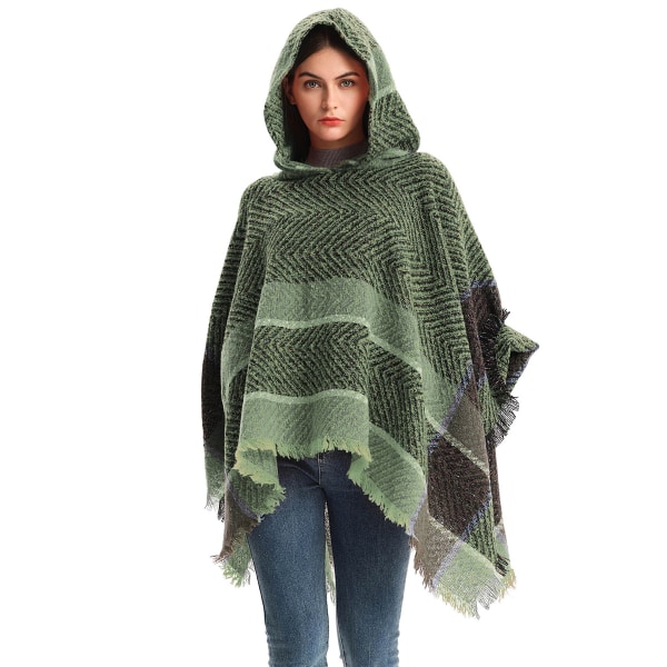 Bohemisk poncho-kappa med aztektryck för kvinnor