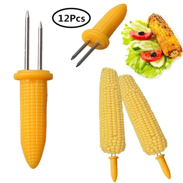 12 stk. Rustfrit Stål BBQ Majs Holdere Spidser Prongs Majs På Kolbe Holdere Grill Ny