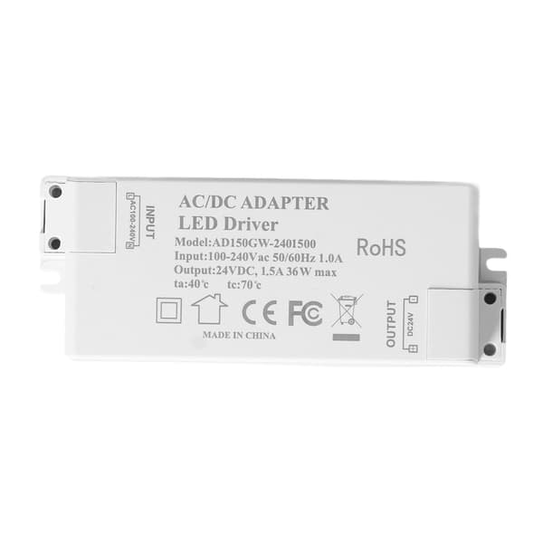 LED-drivare DC 24V 1.5A 36W Säker Isolerad Liten Strömförsörjning Transformatoradapter