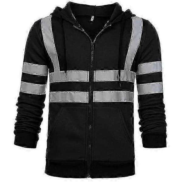 Reflekterende jakke med hette for menn - Vinterjakke med glidelås og snøring, polyester, signalgul, størrelser M-4XL style 1 black L