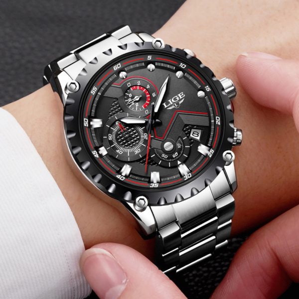 Herrmode Business Analog Quartz Klassisk Casual Blå Läderklocka