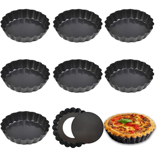 Vågiga Ringformar för Tartes, Högkvalitativ Non-Stick Konstruktion Kolstål, Återanvändbara Bakformar för Pajer och Kakor, Ugnssäker Upp Till Höga Temperaturer