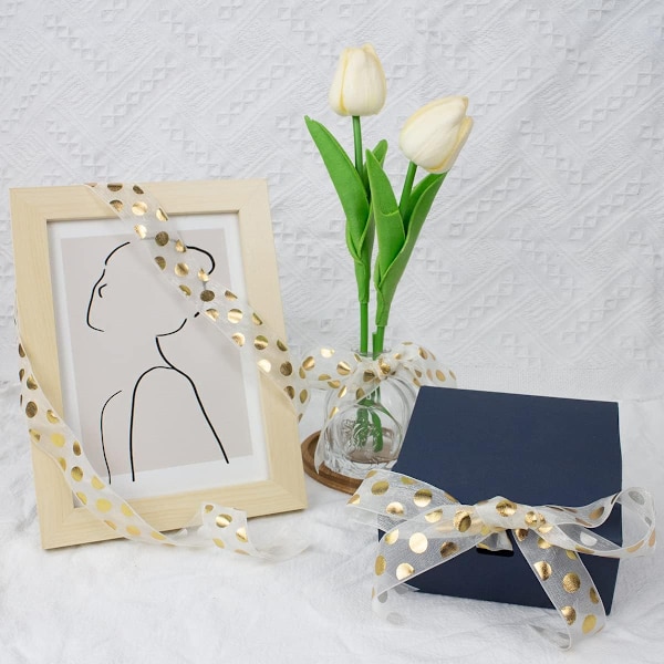 Organza guld Alla hjärtans dag band Tanabata blomsterförpackning