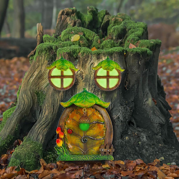 Miniature Fe-Gnome Hjem Vindue og Dør til Træ Dekoration