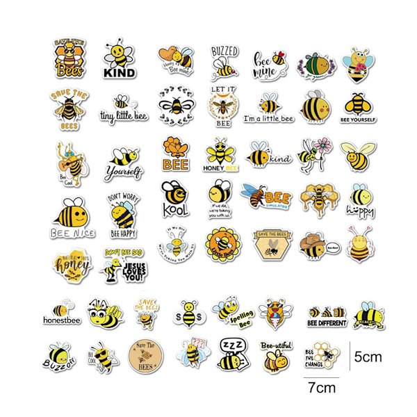 50 vedenkestävää piirrettyä mehiläisen tarraa