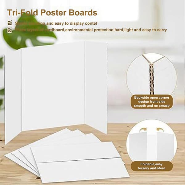 4 stk. trefoldede plakatplader Små hvide præsentationsplader Bølgepap displayplade Forretningsdisplay trefoldet panel