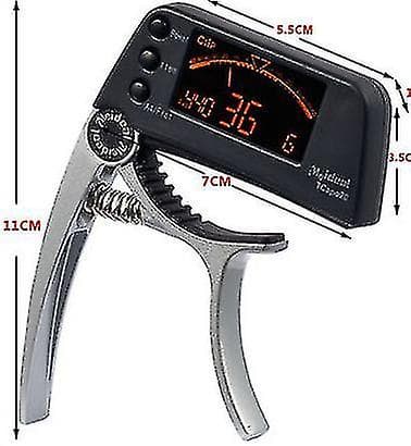 Akustisk gitarrstämmare och capo 2-i-1 snabbväxlingsklämma i metall för elgitarr, bas och kromatisk stämning Brown