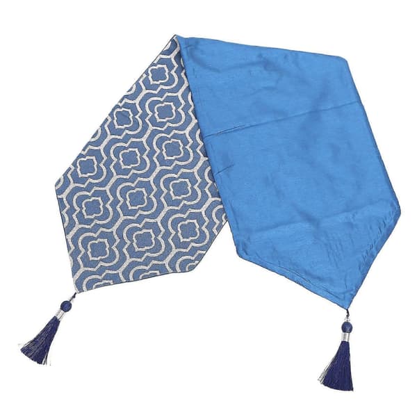 2 stk. blå bordløper 122 cm Jacquard kaffebordløper med dusker kommode skjerf for hjemmedekorasjon