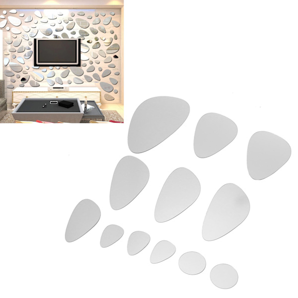 TV-bakgrundsspegel väggklistermärken DIY väggdekaler sovrum vardagsrum heminredningSilver