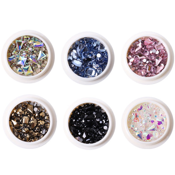 Blandade färger Nail Art Rhinestone，Crystal Rhinestones för Nail Design Crystals Gems Style 6