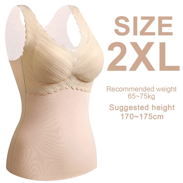 Basic Camisole Termounderkläder för dam med inbyggd BH, tjockfodrat linne, Aprikosfärg