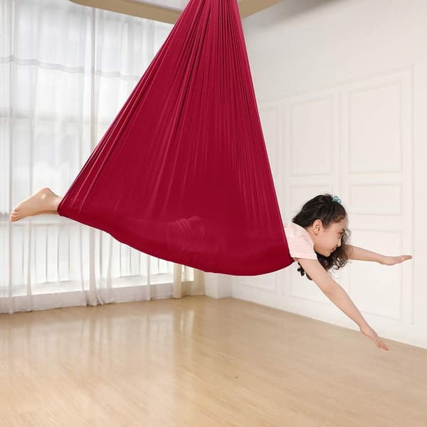 Børne hængekøje gynge, indendørs gynge elastisk Cuddle Hængekøje Sensorisk Gynge Ideel til ADHD, Aspergers og sensorisk integration samt autisme Burgund 100 X 280CM