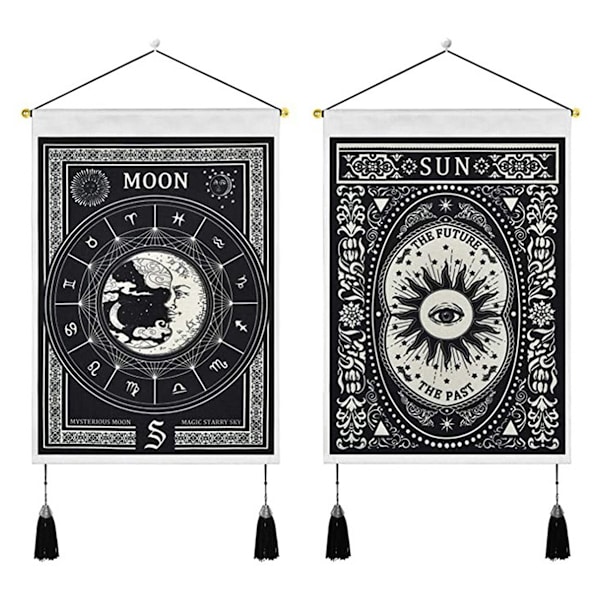 Vægtæppe, 2 stk. Væghængende Tarot Månen Solen Vægtæppe