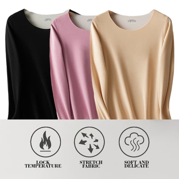 Dame 3-delt Langærmet Toppe Rund Hals Stretch Fitted Underscrubs Lag Tee Shirts Toppe