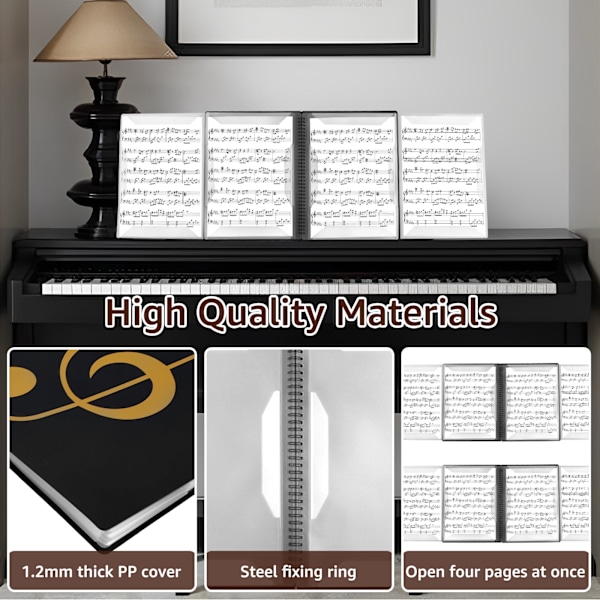 Notmapp Mapp 4 Sidor Expandera Piano Notmapp Pärm Ele Spiral Notmapp Organizer A4 Storlek Skrivbar Körmapp för Notförvaring