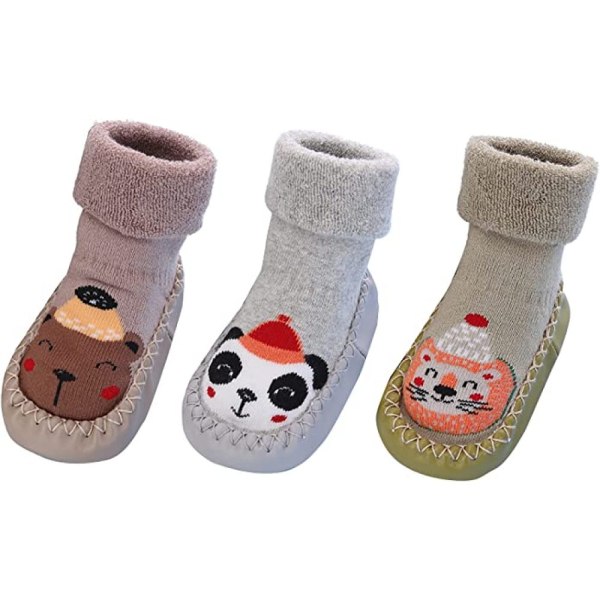 Baby , sockskor för pojkar och flickor, halkskyddande varma stövlar för baby , små barn 6-24 månader gamla
