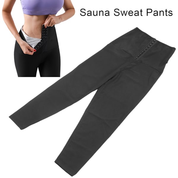 Sauna Svettebukser for Kvinner med Magekontroll, Høy Midje, Thermo Neoprene Treningsbukser, 4XL/5XL