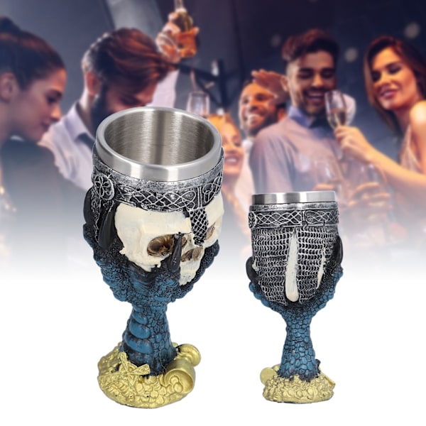 Skull Head Wine Goblet with Stainless Steel Inner Personalized Claw Skull Cup for Home