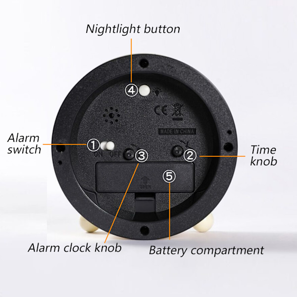 Barnealarmklokke med tegneseriegrafikk, kreativ og søt nattbordsklokke
