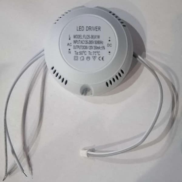 LED-driver, lysomformer, strømforsyning, adapter for LED-lampe/pære, rund skall