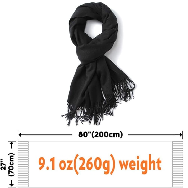 MaaMgic Dame Skjerf Varmt Høst Enkelt Bomull med Kvaster/Frynser, 40+ Farger Enkle & Rutete Pashmina XL Skjerf Stole Gjenbrukbar