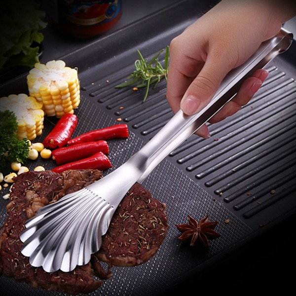 Kjøkken Tenger Multifunksjonell Varmebestandig Skallformet Rustfritt Stål Kjøkken Tenger for Matlaging Grillservering 201 (23cm/9.1in)