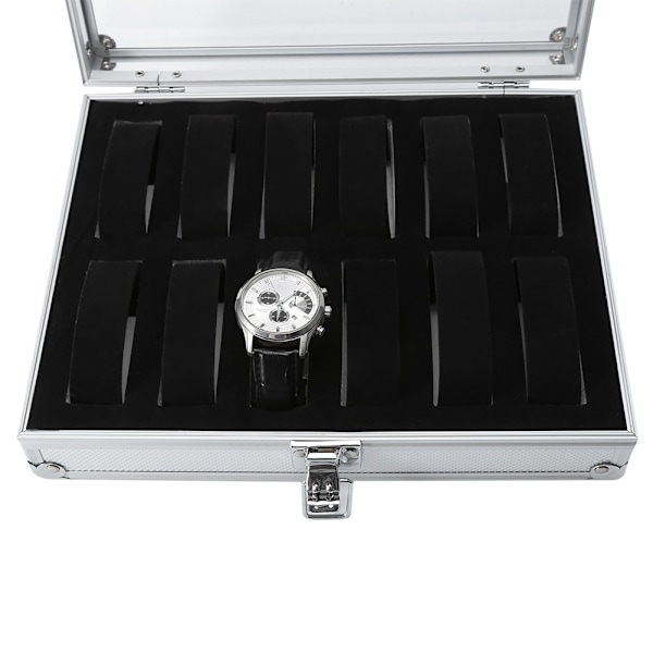 12 Række Aluminium Rektangulær Ur Smykke Display Opbevaring Organizer Box (12 Rækker)